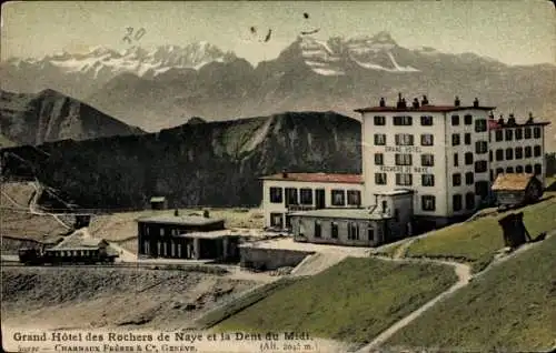 CPA Veytaux Canton de Vaud, Grand Hôtel des Rochers de Naye et la Dent du Midi