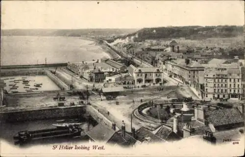 Ak Saint Helier Kanalinsel Jersey, Blick nach Westen