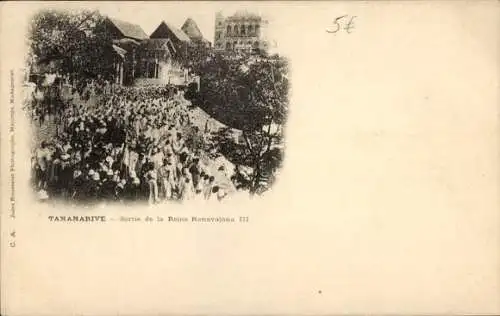 Ak Antananarivo Tananarive Madagaskar, Belebte Straße, Menschenmenge, Gebäude, historische Sti...