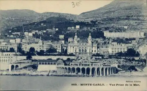 Ak Monte Carlo Monaco, Historische Ansicht von  Meerblick, blaue Farbgebung, Edition Giletta