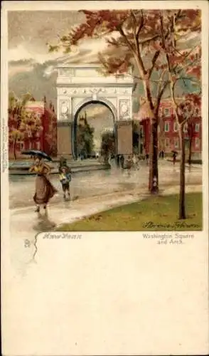 Künstler Litho New York City USA, Washington-Square, Arch