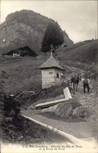Ak Champéry Kanton Wallis, an der Kapelle