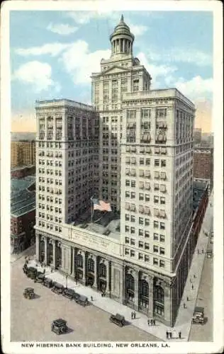 Ak New Orleans Louisiana USA, Hibernia Bank Gebäude, Hochhaus, Flagge,  Architektur