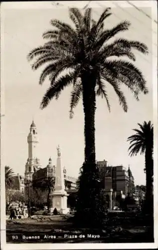Ak Buenos Aires Argentinien, Plaza de Mayo, Palast, Denkmal, Palme