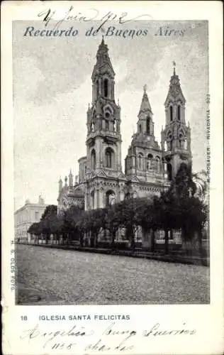 Ak Buenos Aires Argentinien, Iglesia Santa Felicitas,  Architektur, schwarz-weiß Fotografie