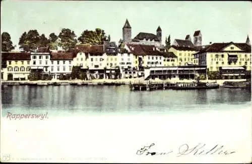 Ak Rapperswil Kanton Sankt Gallen, Häuserreihe, Bootssteg