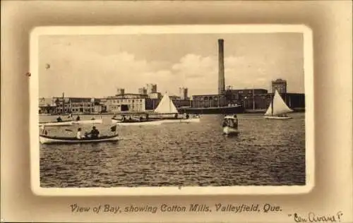 PC Valleyfield Quebec, View of Bay, showing Cotton Mills