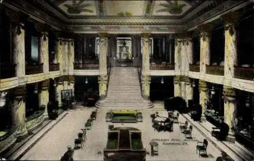 Ak Richmond Virginia USA, Jefferson Hotel, Hauptlobby