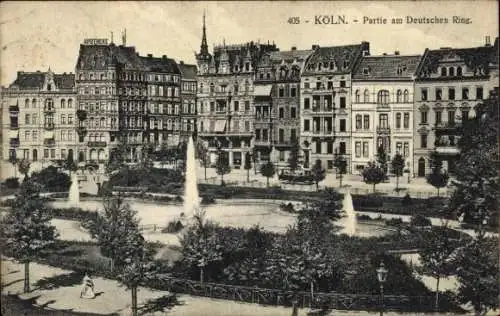 Ak Köln am Rhein, Partie am Deutschen Ring, Apotheke, Brunnenanlagen,  Gebäude