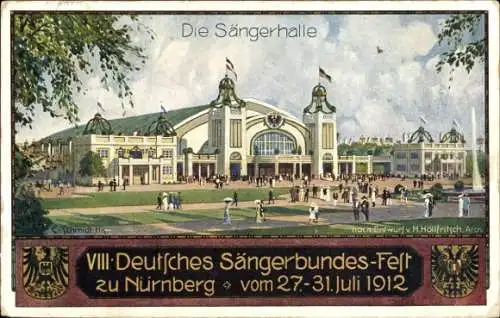 Künstler Ak Nürnberg, Sängerhalle, VIII. Deutsches Sängerbundes-Fest 1912