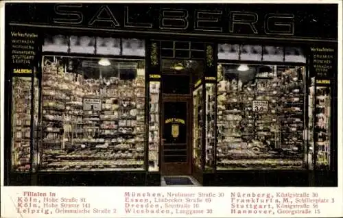 Ak Köln am Rhein, Geschäft Adolf Salberg, Hohe Str. 81, Leipzig Grimmaischestr., Berlin Königstr.