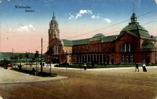 Ak Wiesbaden in Hessen, Bahnhof