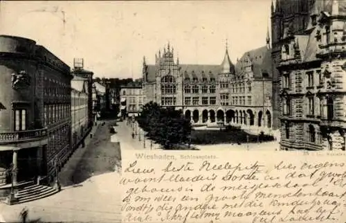 Ak Wiesbaden in Hessen, Schlossplatz,  Gebäude, Stadtansicht
