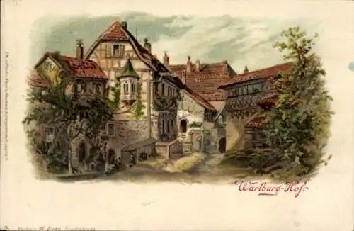 Litho Lutherstadt Eisenach in Thüringen, Wartburg, Hof