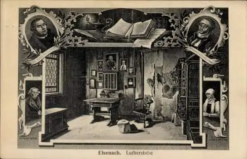 Ak Lutherstadt Eisenach Thüringen, Hellthal, Lutherstube, Bilder von Martin Luther, Gemälde,  Inn
