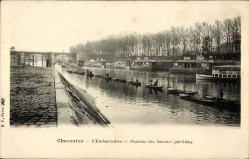 CPA Charenton le Pont Val de Marne, Embarcadere, Pontons des bateaux parisiens