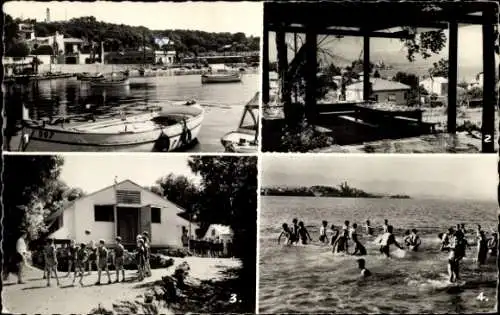 Ak Antibes Alpes Maritimes, Colonie de Vacances, Port, Colonie, Bungalow, Strand