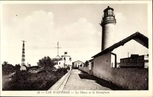 Ak Antibes Alpes Maritimes , Leuchtturm, Semaphore, Gebäude, Straße
