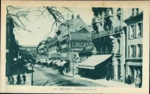 Ak Belfort Beffert Beffort Territoire de Belfort, Straßenansicht, Geschäfte, Beschilderung CINZA,
