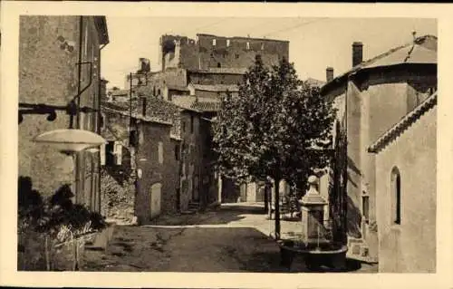 Ak Gréoux les Bains Alpes de Haute Provence, Place, Chateau des Templiers