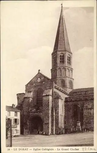 Ak Le Dorat Haute Vienne, Eglise Collégiale, Le Grand Clocher,  Architektur