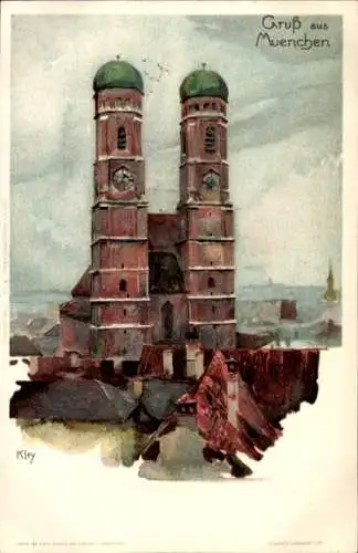 Künstler Litho Kley, Heinrich, München Bayern, Frauenkirche