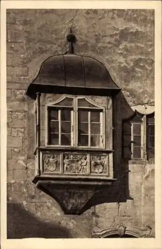 Ak Würzburg am Main Unterfranken, Rathaus, Erker