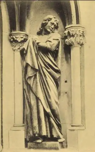 Ak Naumburg an der Saale, Statue von Johannes, Säulen, kunstvolles Design, Fotografie