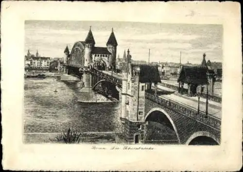 Künstler Ak Bonn am Rhein, Rheinbrücke