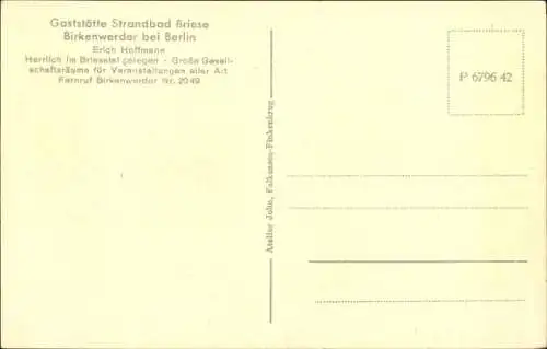 Ak Birkenwerder in Brandenburg, Strandbad, Schwäne