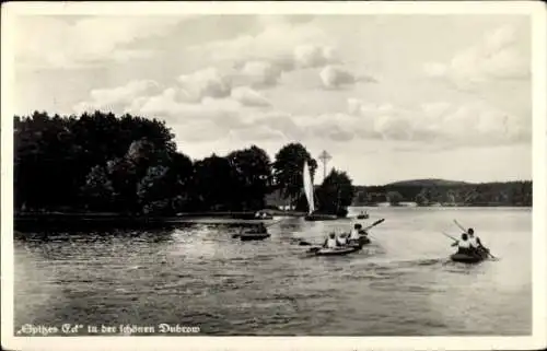 Ak Gräbendorf Heidesee Brandenburg, Spitzes Eck in der schönen Dubrow, Ruderboote