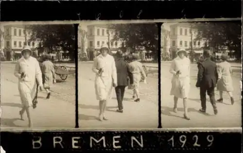 Ak Hansestadt Bremen, Drei Personen beim Gehen, Stadtszene, 1929