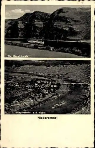 Ak Niederemmel Piesport an der Mosel, Die Mosel-Lorelay, Luftbild