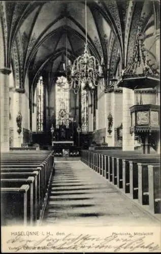 Ak Haselünne im Emsland, Innenansicht der Pfarrkirche, Mittelschiff