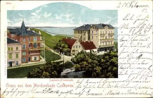 Ak Nordseebad Cuxhaven, Sedeich-Promenade, Nordseebad, Häuser, Küstenansicht, Meer