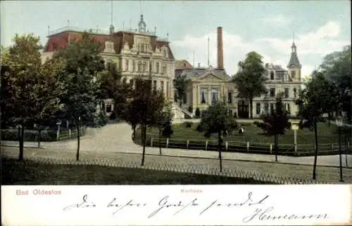 Ak Bad Oldesloe in Holstein, Kurhaus, Parkanlage, Bäume, alte Architektur