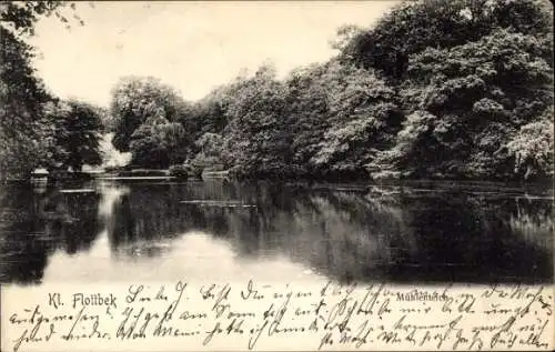 Ak Hamburg Altona Klein Flottbek, Idyllische Landschaft, ruhiger Teich mit Bäumen,  aus der Zeit