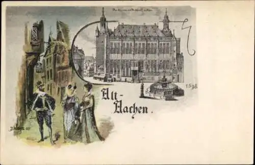 Ak Aachen, Alt- s Gebäude, Zeichnung von 1598