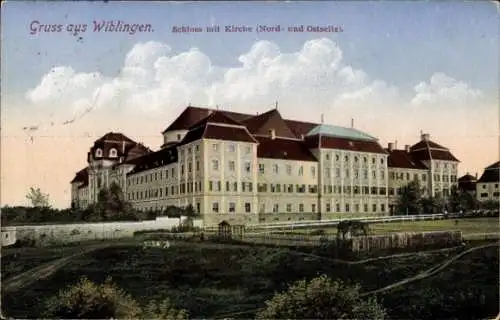 Ak Wiblingen Ulm an der Donau Baden, Schloss mit Kirche, Norden und Osten,  Architektur, farbige 