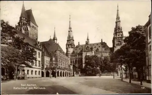 Ak Aachen, Katschhof mit Rathaus,  Architektur,  