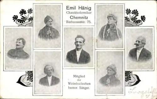 Ak Chemnitz in Sachsen, Emil Hänig Charakterkomiker, Barbarossastraße 75