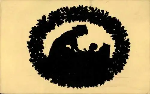 Scherenschnitt Künstler Ak Streubel, Charlotte, Chemnitz, Margeritentag 1911, Krippe, Albert Verein