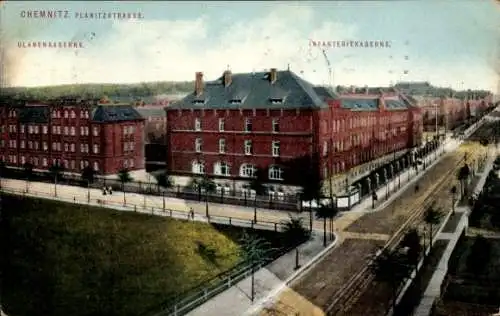 Ak Chemnitz in Sachsen, Planitzstraße, Ulanenkaserne, Infanteriekaserne