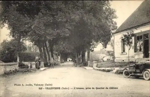 Ak Villentrois Indre, l'Avenue, prise du Quartier du Chateau