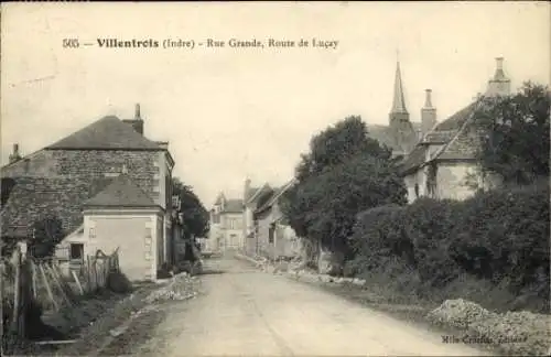 Ak Villentrois Indre, Rue Grande, Route de Lucay