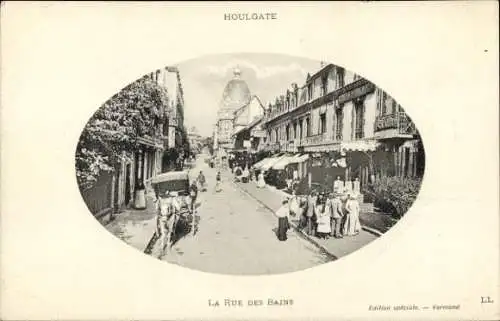 Ak Houlgate Calvados, Straße mit m Gebäuden, Menschen und Karren