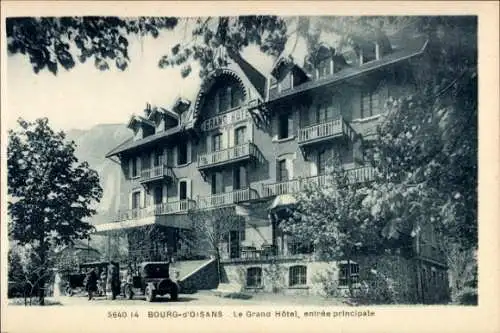 CPA Bourg d'Oisans Isère, Grand Hôtel, entrée principale