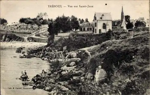 Ak Tréboul Douarnenez Finistère, Schöne Landschaft, Blick auf Saint-Jean, Küstenansicht, Felsen, 