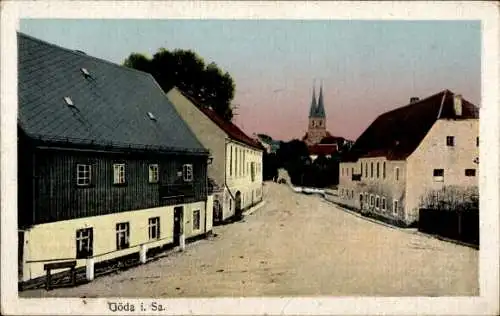 Ak Göda in der Oberlausitz, Straße, Häuser, Kirche