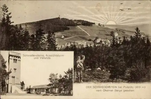 Ak Schwedenstein bei Pulsnitz, Schwedensteine, Aussichtsturm, Veranda, DER SCHWEDENSTEIN, Ohorner